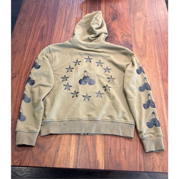 RTA Men's Green Full Zip Black Cherries Floyd Hooded Sweatshirt Green Small - Picture 8 of 9